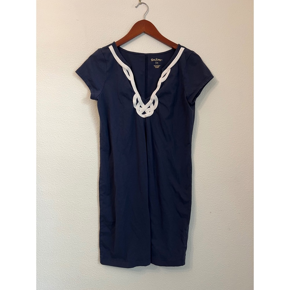 Lilly Pulitzer Navy Blue‎ Pima Cotton Knit T-Shirt Dress - Medium